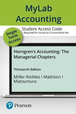 Book cover for Mylab Accounting with Pearson Etext -- Access Card -- For Horngren's Accounting, the Managerial Chapters