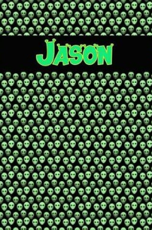 Cover of 120 Page Handwriting Practice Book with Green Alien Cover Jason