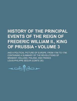 Book cover for History of the Principal Events of the Reign of Frederic William II., King of Prussia (Volume 3); And a Political Picture of Europe, from 1786 to 1796. Containing a Summary of the Revolutions of Brabant, Holland, Poland, and France
