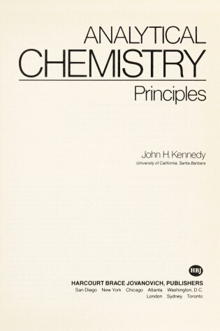 Cover of Analytical Chemistry : Principles 1984