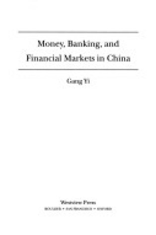 Cover of Money, Banking, And Financial Markets In China