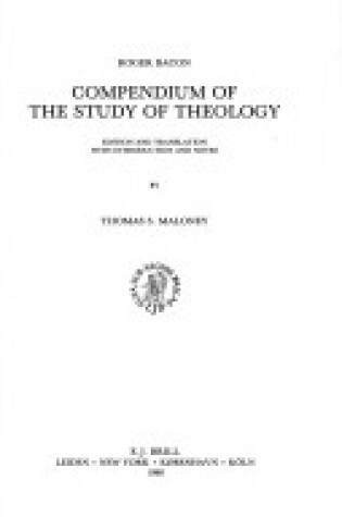 Cover of Compendium of the Study of Theology