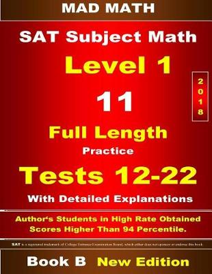 Book cover for 2018 SAT Subject Level 1 Book B Tests 12-22