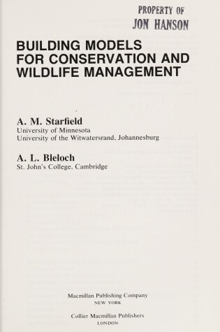 Cover of Building Models for Conservation and Wildlife Management