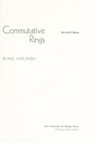 Cover of Commutative Rings