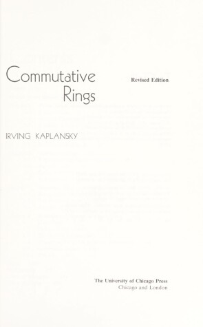 Cover of Commutative Rings