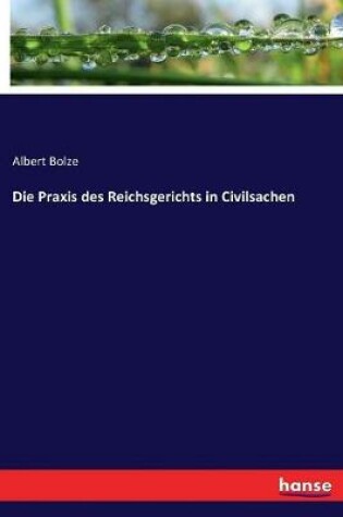 Cover of Die Praxis des Reichsgerichts in Civilsachen