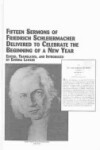 Book cover for Fifteen Sermons of Friedrich Schleiermacher Delivered to Celebrate the Beginning of a New Year