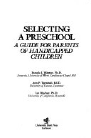 Cover of Selecting a Preschool