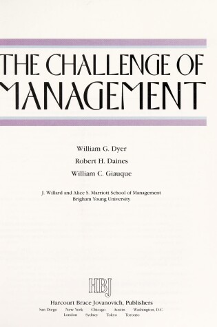 Cover of Dyer Et Al Challenge of Mgmnt