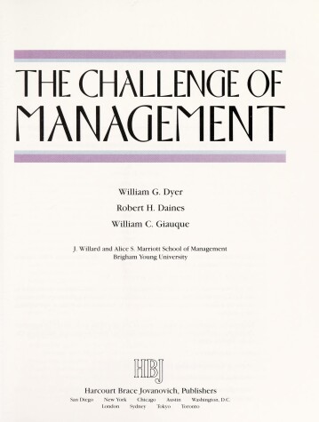 Book cover for Dyer Et Al Challenge of Mgmnt