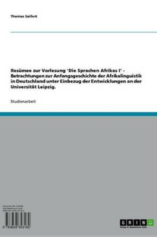 Cover of Resumee Zur Vorlesung 'Die Sprachen Afrikas I'