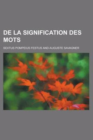 Cover of de La Signification Des Mots