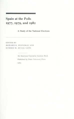 Book cover for Spain at the Polls, 1977, 1979 and 1982