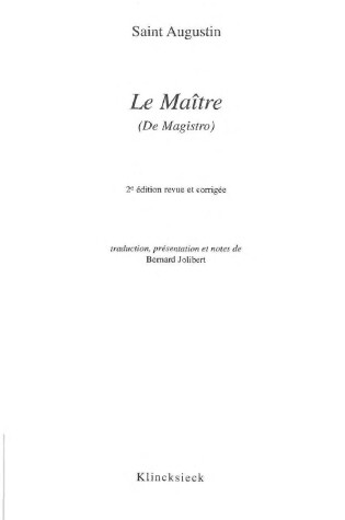 Cover of de l'Enseignement (de Magistro)