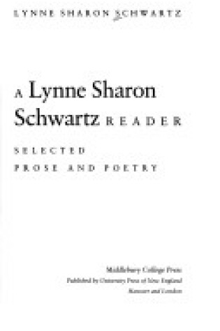 Cover of A Lynne Sharon Schwartz Reader