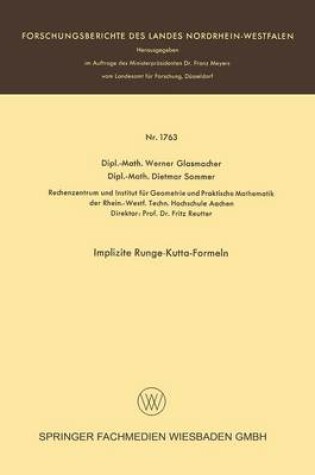 Cover of Implizite Runge-Kutta-Formeln