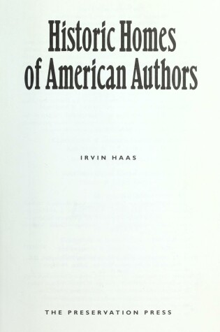 Cover of Historic Homes of American Authors