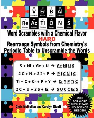 Book cover for VErBAl ReAcTiONS - Word Scrambles with a Chemical Flavor (Hard)