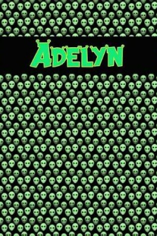 Cover of 120 Page Handwriting Practice Book with Green Alien Cover Adelyn