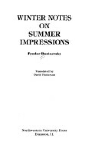 Cover of Winter Notes on Summer Impressions