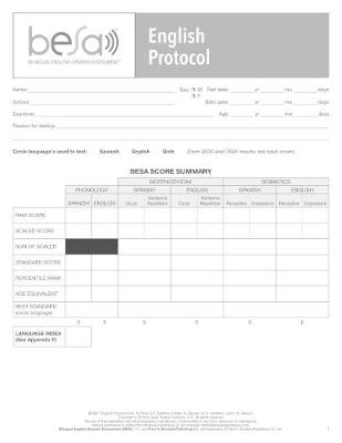 Book cover for Bilingual English-Spanish Assessment (TM) (BESA (TM)): English Protocol