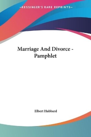 Cover of Marriage And Divorce - Pamphlet