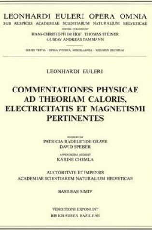 Cover of Commentationes physicae ad theoriam caloris, electricitatis et magnetismi pertinentes