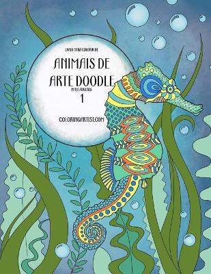 Cover of Livro para Colorir de Animais de Arte Doodle para Adultos 1