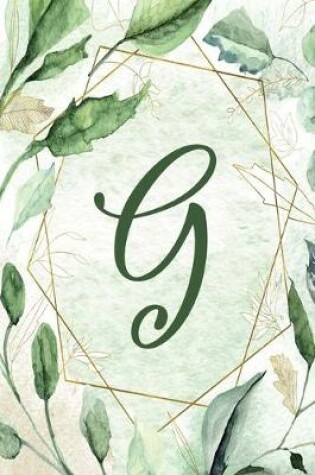 Cover of Notebook 6"x9" - Letter G - Green Gold Floral Design
