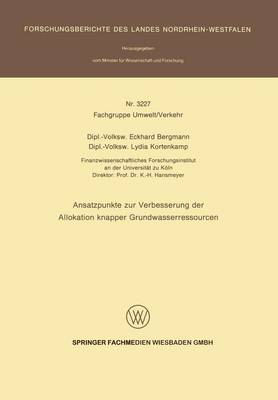 Cover of Ansatzpunkte zur Verbesserung der Allokation knapper Grundwasserressourcen