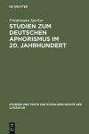 Book cover for Studien zum deutschen Aphorismus im 20. Jahrhundert