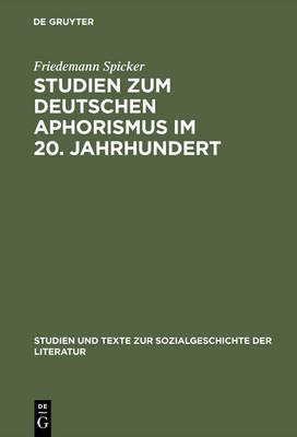 Book cover for Studien zum deutschen Aphorismus im 20. Jahrhundert