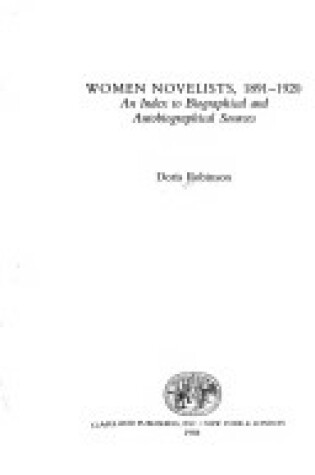 Cover of Women Novelists 1891-1920