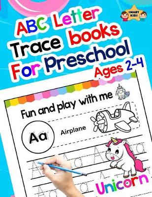 Book cover for ABC letter trace books for preschool ages 2-4