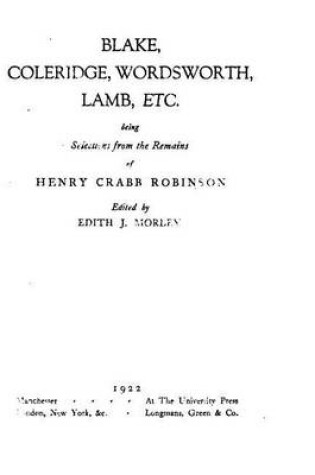 Cover of Blake, Coleridge, Wordsworth, Lamb, Etc.