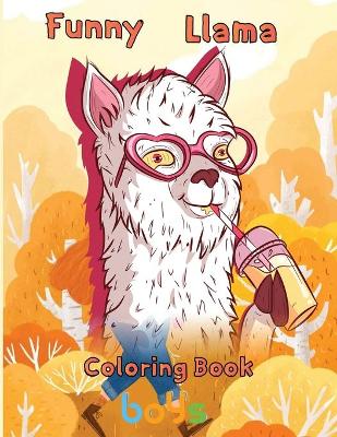 Book cover for Funny Llama Coloring Book boys