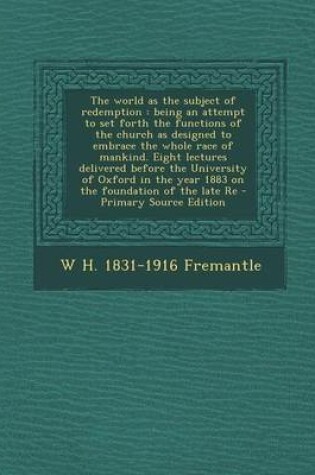 Cover of The World as the Subject of Redemption