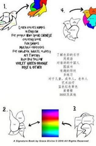 Cover of Learn Colors Names in English for People Who Speak Chinese Coloring Book Fun Shapes Multiple Exercises for Children, Adults, Elderly Art Therapy Blue Red Yellow Violet Green Orange Rose & Other