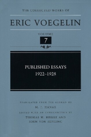 Cover of Published Essays, 1922-1928 (CW7)