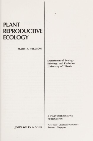 Cover of Plant Reproductive Ecology