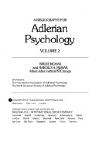 Cover of A Bibliography for Adlerian Psychology