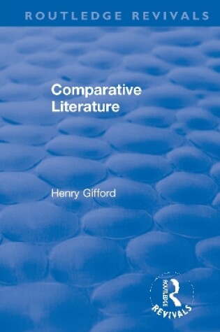 Cover of Comparative Literature