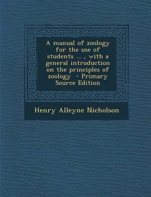 Book cover for A Manual of Zoology for the Use of Students ..., with a General Introduction on the Principles of Zoology