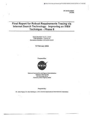 Book cover for Robust Requirements Tracing Via Internet Search Technology