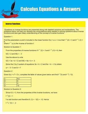 Book cover for Calculus Equations & Answers