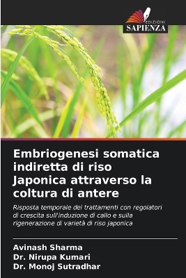 Book cover for Embriogenesi somatica indiretta di riso Japonica attraverso la coltura di antere