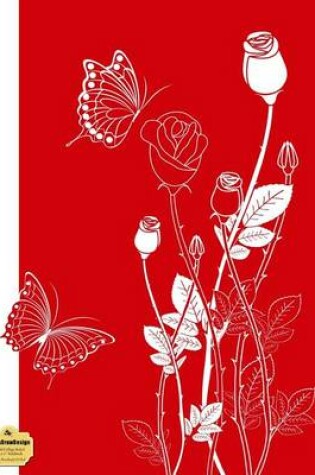 Cover of Writedrawdesign Blank/College Ruled 8.5 X 11 Notebook, White Rosebuds on Red