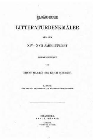 Cover of Elsässische litteraturdenkmäler aus dem XIV-XVII. Jahrhundert