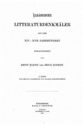 Book cover for Elsässische litteraturdenkmäler aus dem XIV-XVII. Jahrhundert